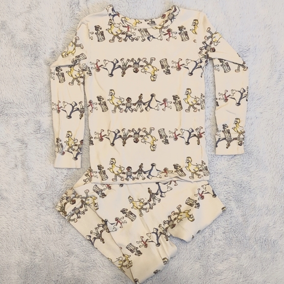 EUC 3T babyGap Toddler Sesame Street Pajamas Retro Ivory Birch Organic Cotton - Picture 2 of 5